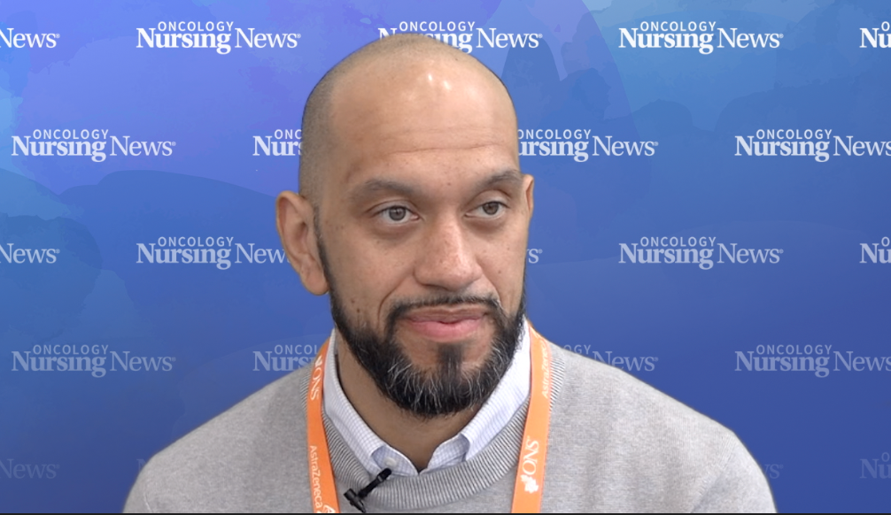 John Rodriguez in an interview with Oncology Nursing News discussing his abstract on reducing nurse burnout
