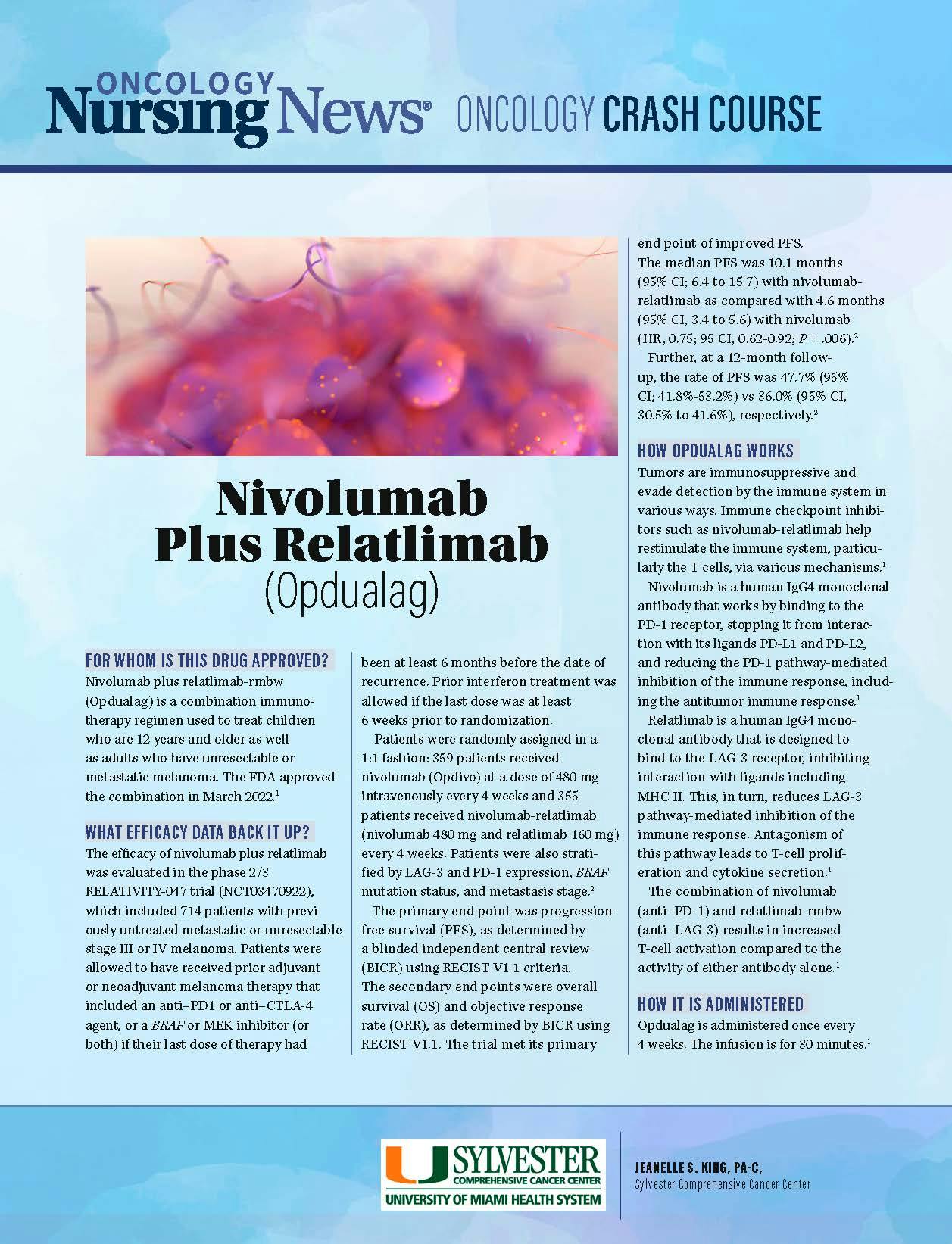 Oncology Drug Crash Course: Nivolumab Plus Relatlimab (Opdualag)